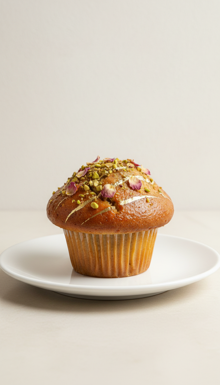 Gilded Pistachio Rose Muffin