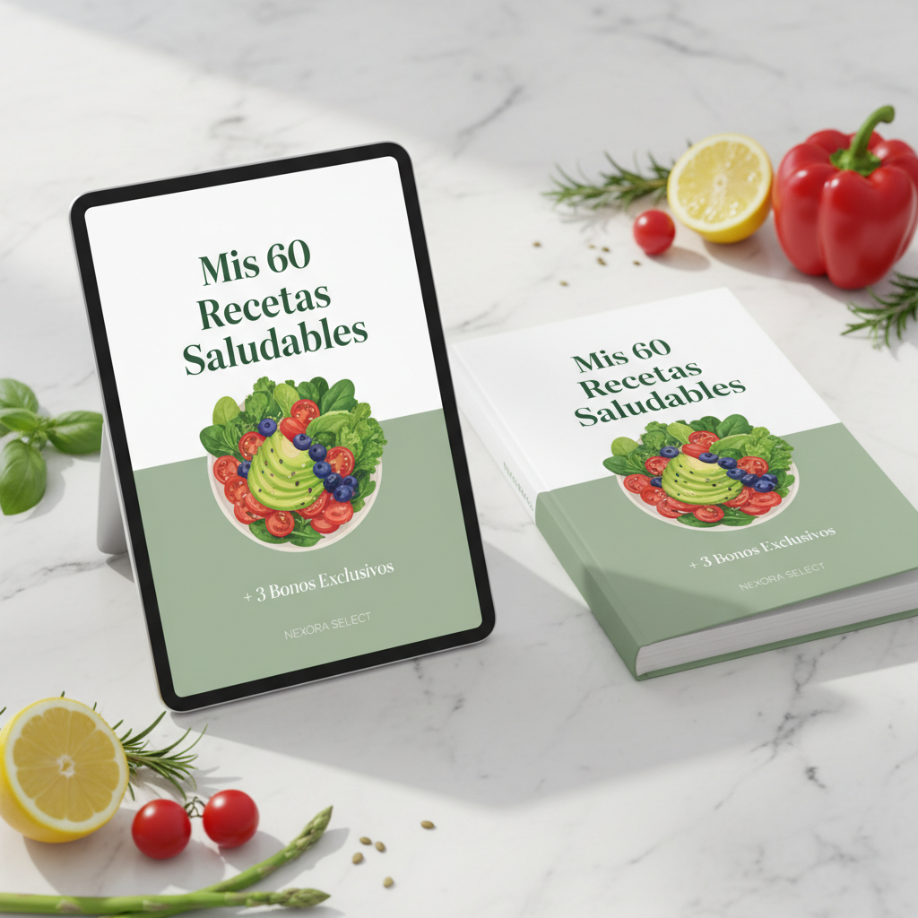 Mockup Mis 60 Recetas Saludables — NEXORA SELECT